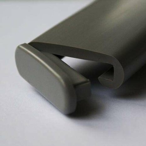 Kunststoff Flachhandlauf Endkappe F408-019 Grau-aluminium