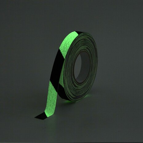 Antirutsch Klebeband Glow in the Dark 25 mm Gestreift schwarz glow