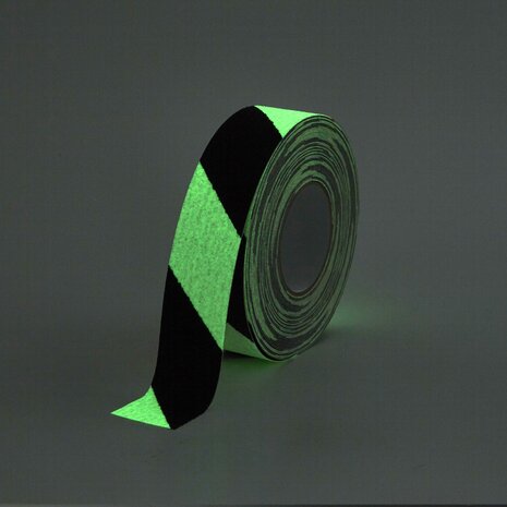 Antirutsch Klebeband Glow in the Dark 50 mm Gestreift schwarz glow