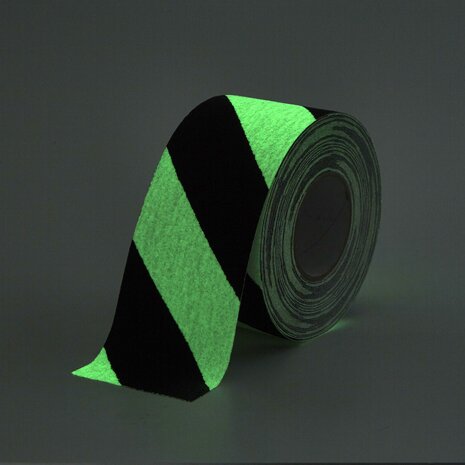 Antirutsch Klebeband Glow in the Dark 100 mm Gestreift schwarz glow