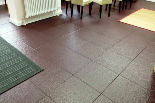 BoPita pvc kliktegel met leisteenmotief rood